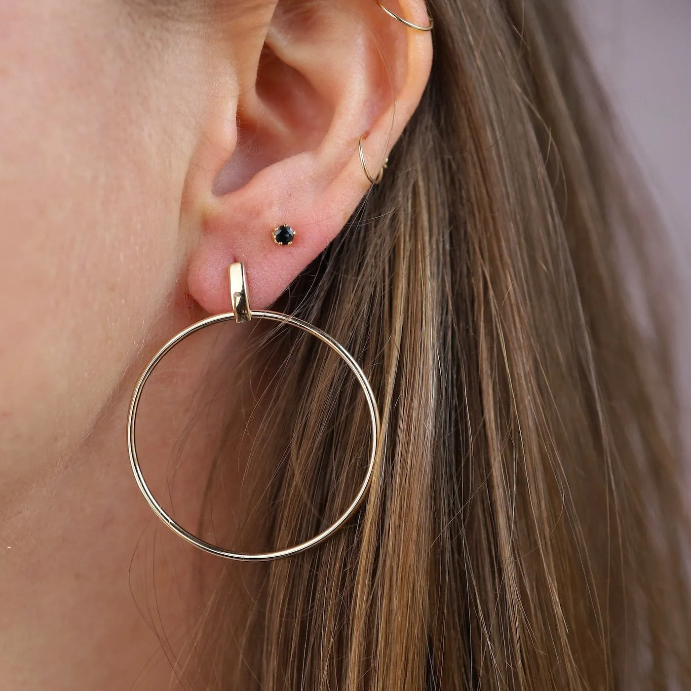 14k Large Front Facing Drop Hoop on Post