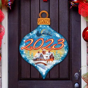 2023 Dated Christmas Village Door Dcor by G DeBrekht - Christmas Santa and Snowman Dcor - 8112182H-D23