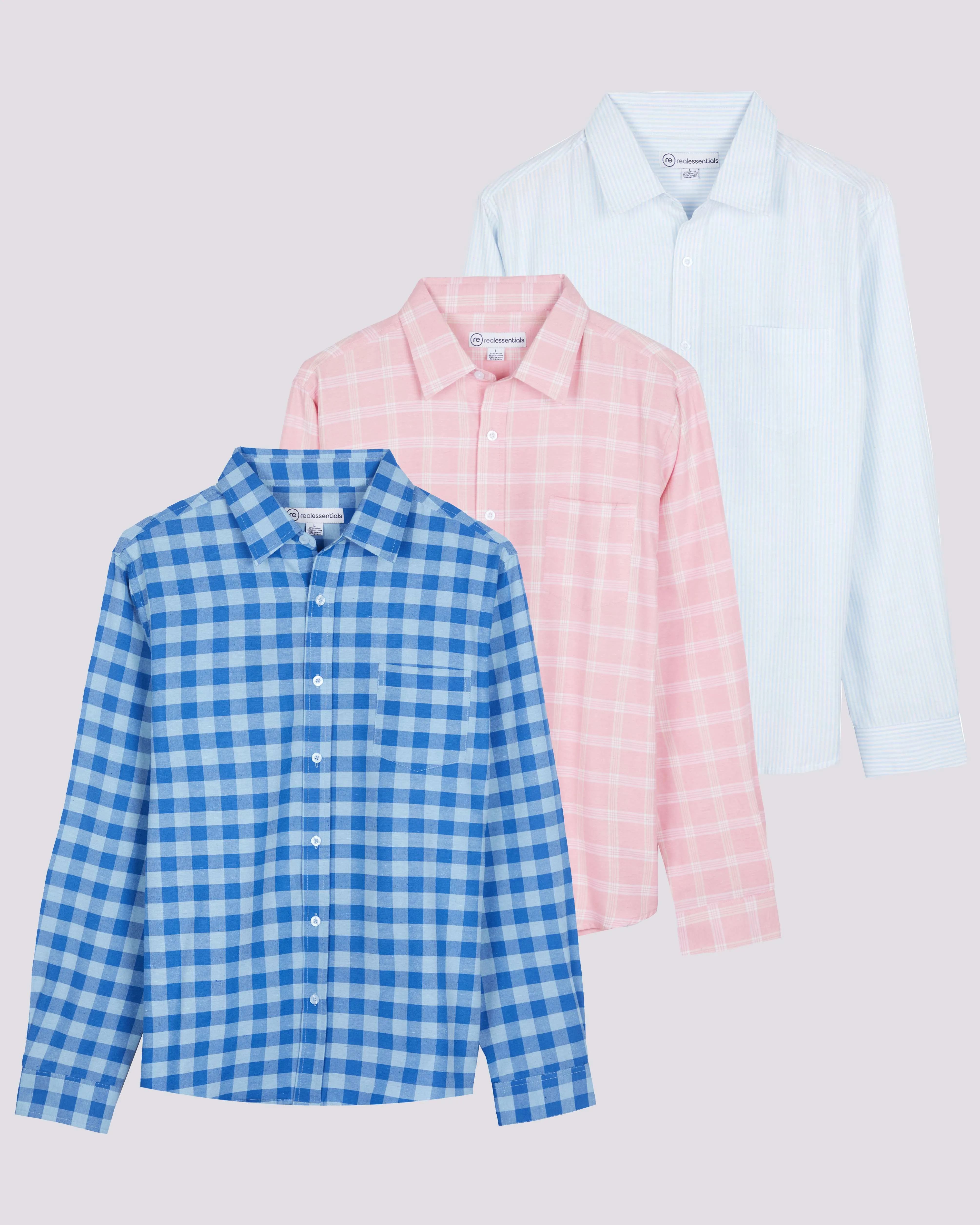 3 Pack: Men's Regular-Fit Long Sleeve Poplin Shirt (Available in Big & Tall)