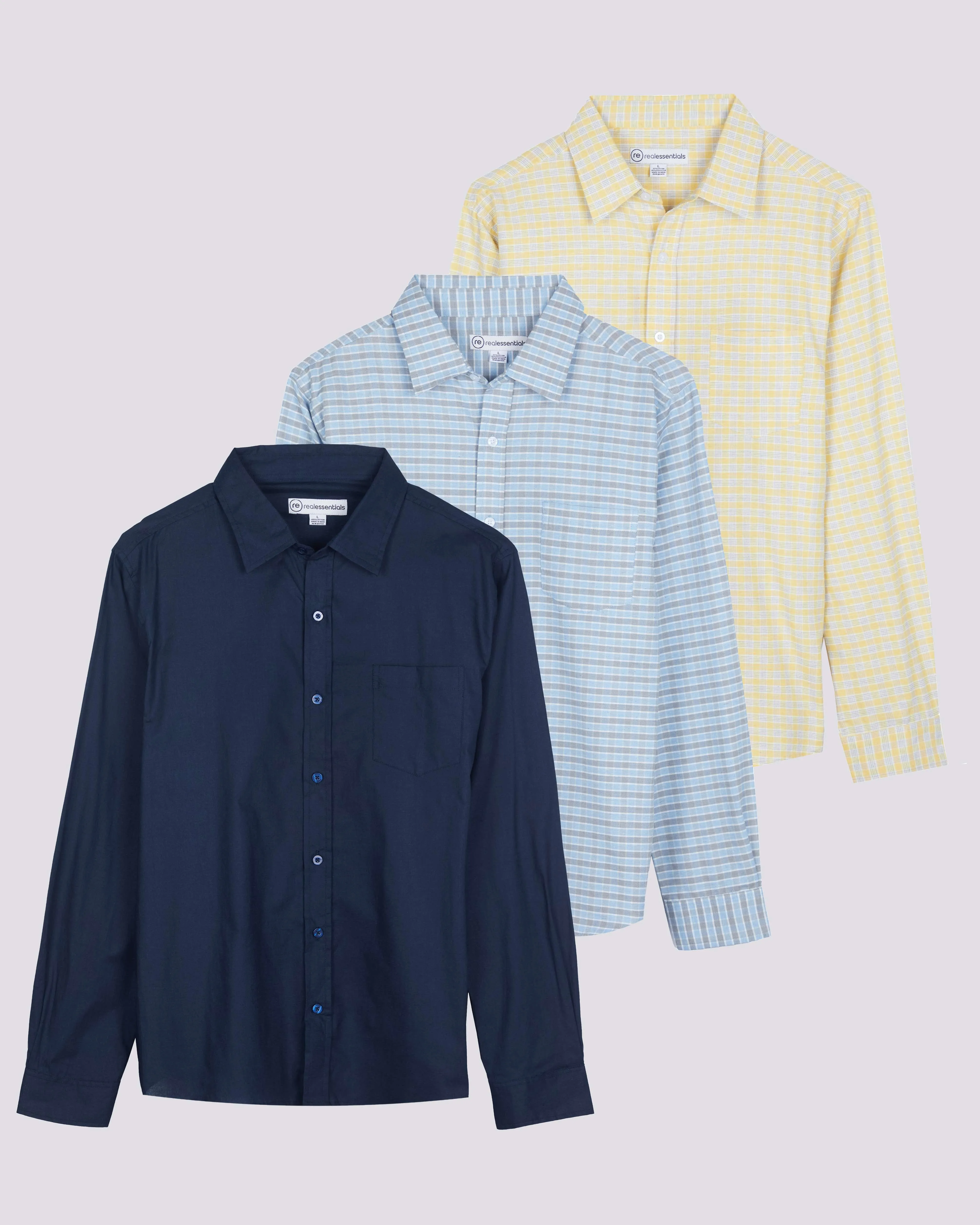 3 Pack: Men's Regular-Fit Long Sleeve Poplin Shirt (Available in Big & Tall)