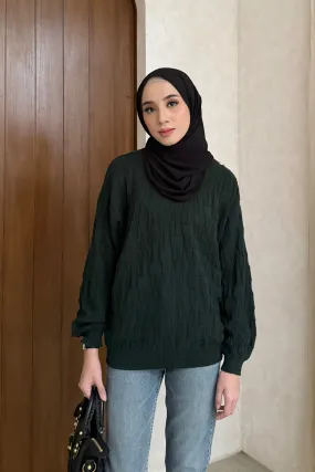 Abjad Sweater - Emerald - Atasan Sweater Knit Wanita Motif Gonegani