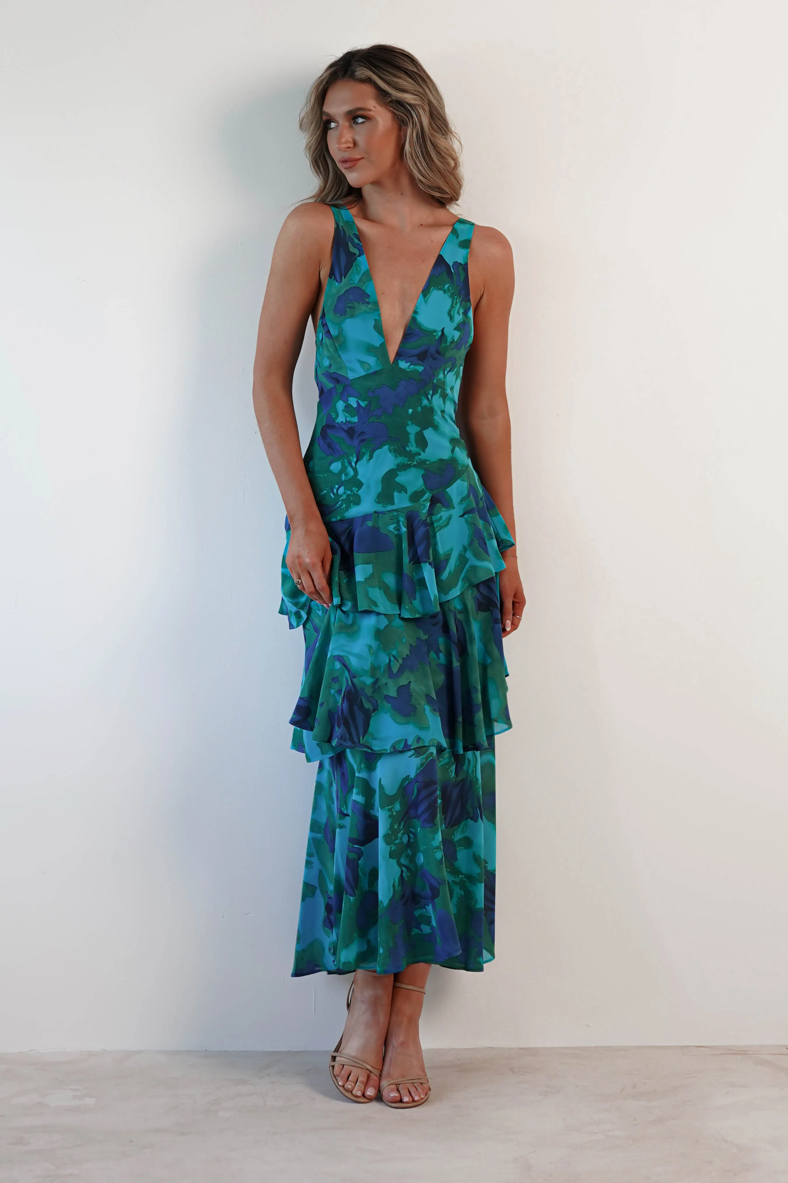 Alba Floral Print Maxi Dress | Green Print
