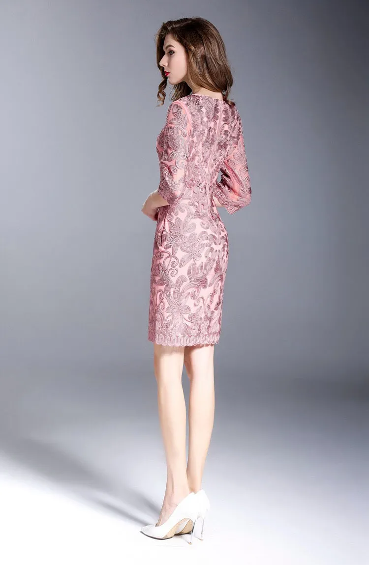 All Embroidered Dress W/ Sequin