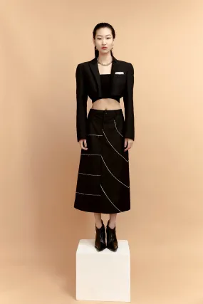 Asymmetric Linear-embellished Skirt