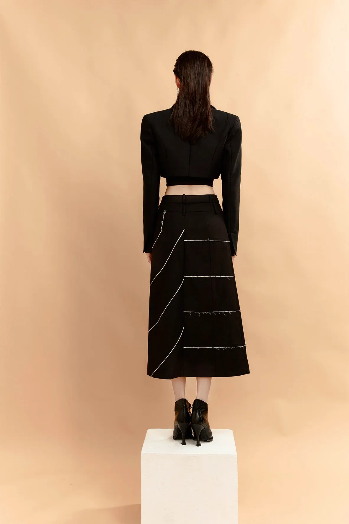 Asymmetric Linear-embellished Skirt