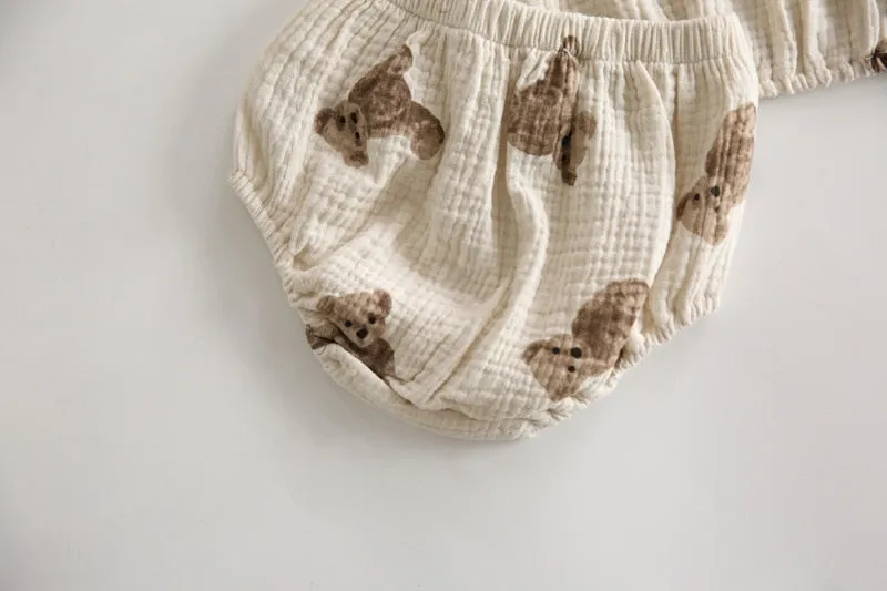 Bear Print Toddler with Headband 3 Pcs Suits