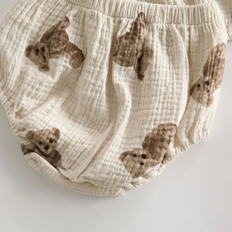 Bear Print Toddler with Headband 3 Pcs Suits