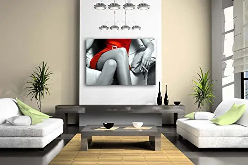 Black And White Sexy Lady Clamped Smoke Dressed In Red Wall Art Painting The Picture Print On Canvas Art Pictures For Home Decor Decoration Gift