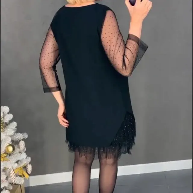 Black Friday Sale:50% OFFLace Sequin Hem Mesh Sheer Sleeve Mini Dress