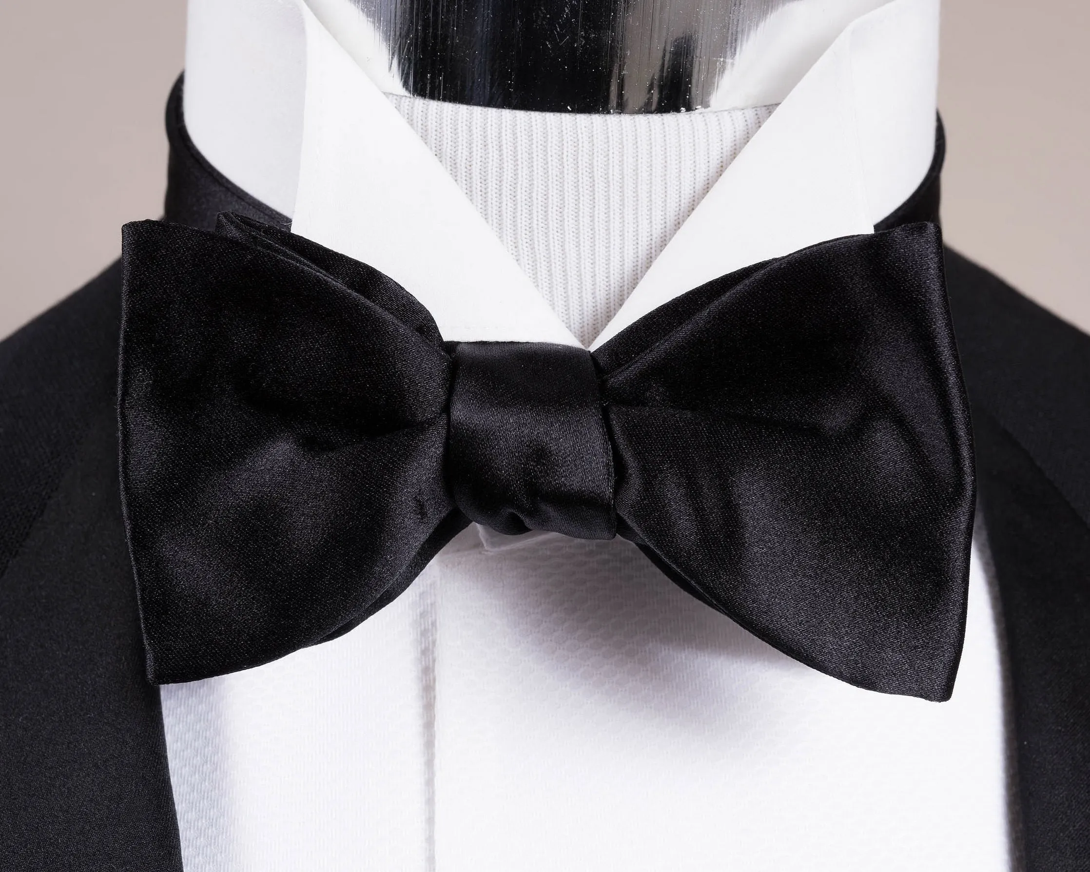Black Silk Satin Butterfly Self-Tie Bow Tie