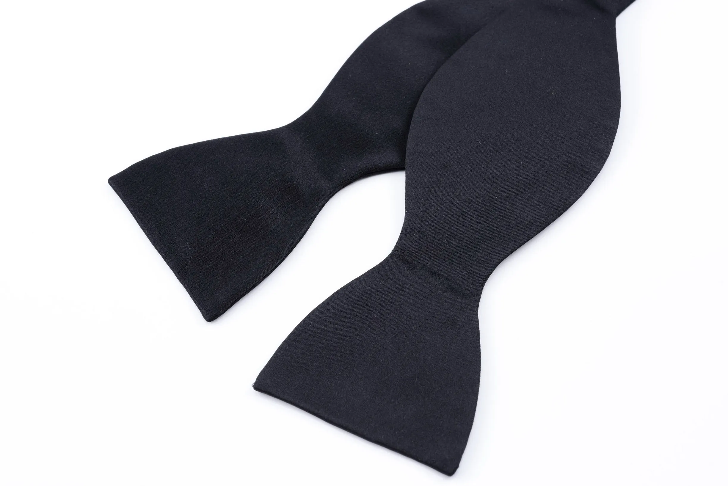 Black Silk Satin Butterfly Self-Tie Bow Tie