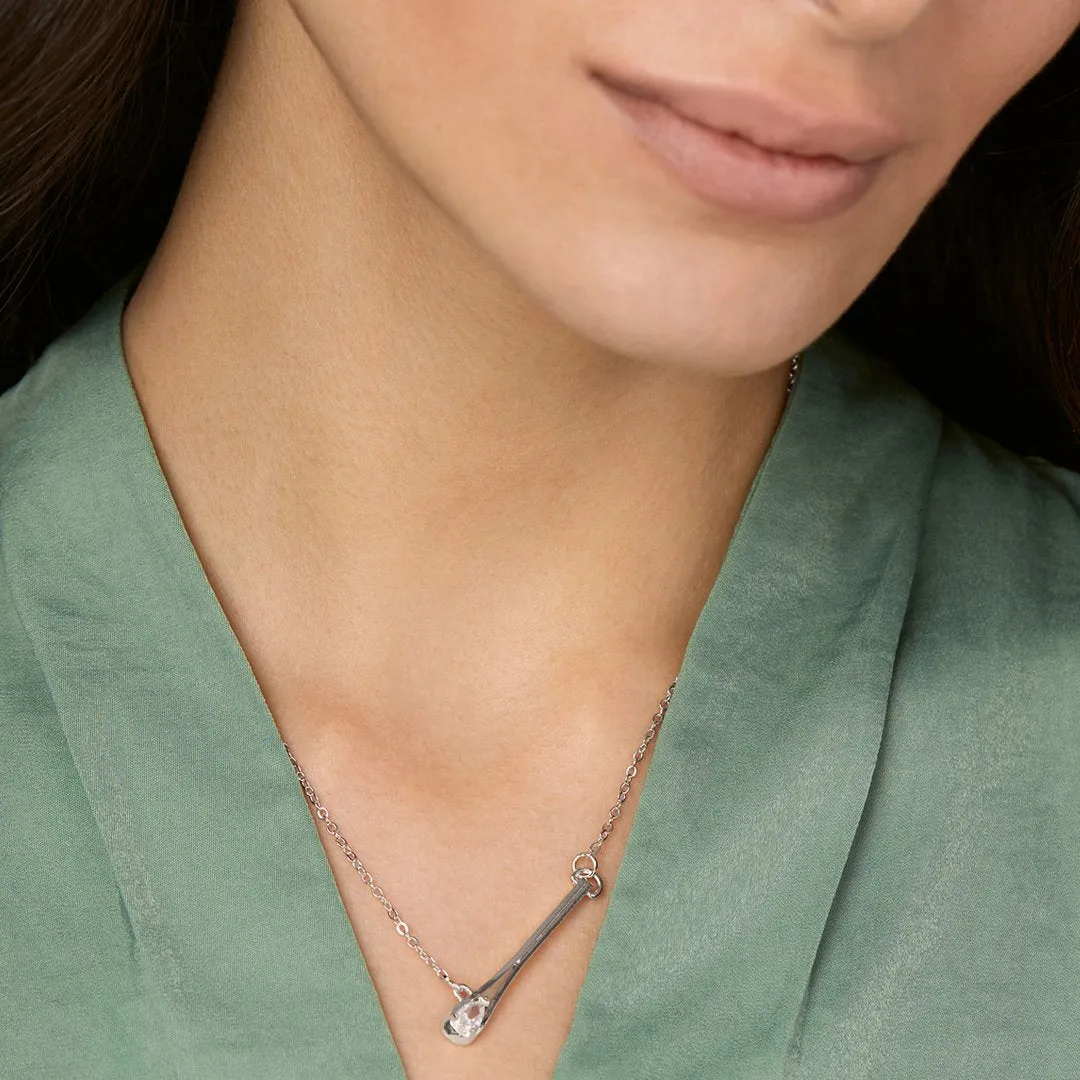 Brass 18k Rose Gold Tilting Drop Crystal Pendant For Women