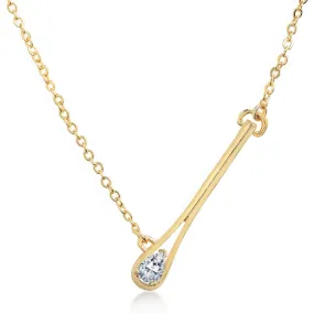 Brass 18k Rose Gold Tilting Drop Crystal Pendant For Women