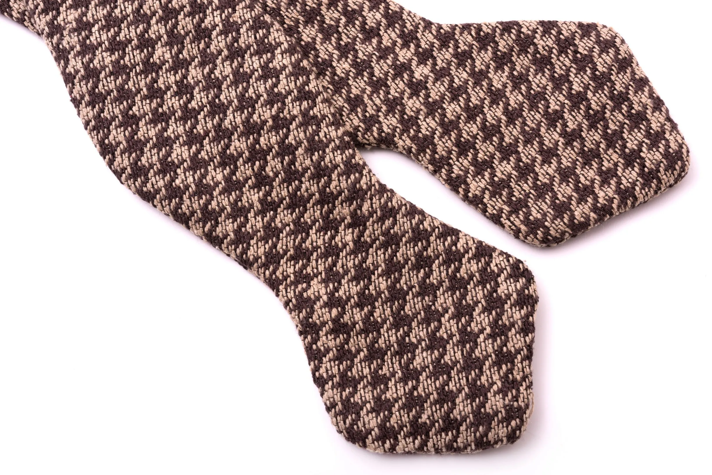 Brown & Beige Houndstooth Silk Bourette Bow Tie