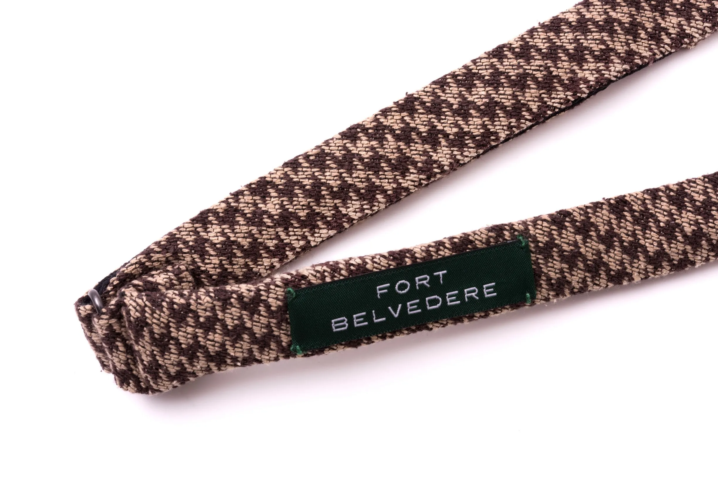 Brown & Beige Houndstooth Silk Bourette Bow Tie