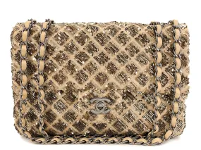 Chanel 2012 Gold Sequin Medium Flap Bag RHW J27