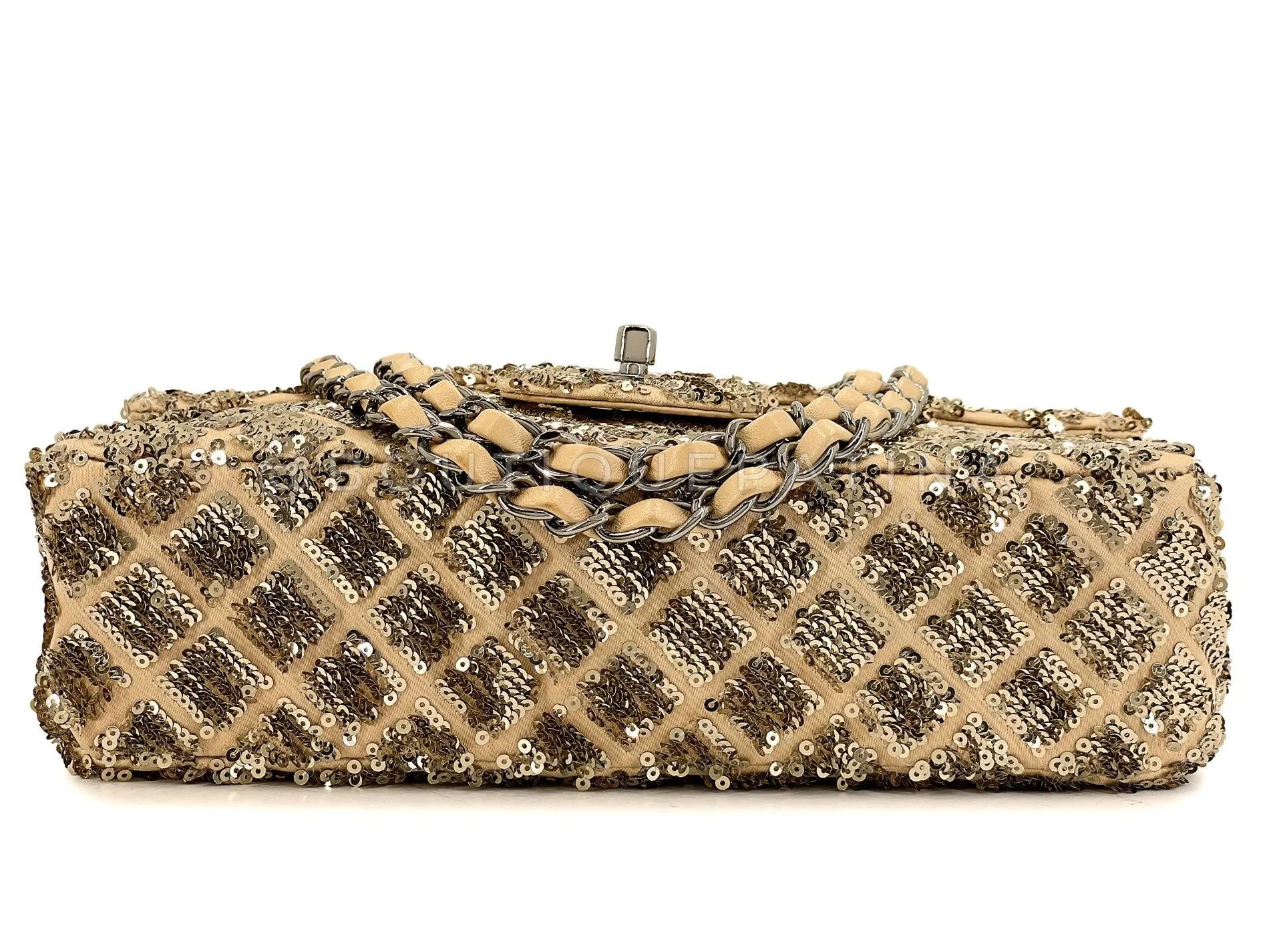 Chanel 2012 Gold Sequin Medium Flap Bag RHW J27
