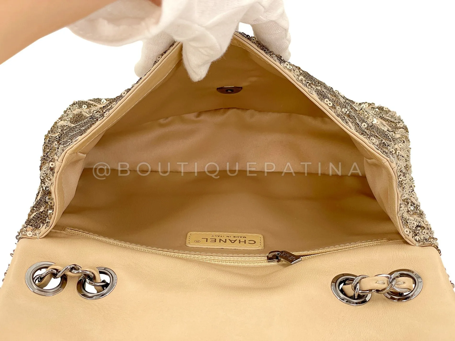 Chanel 2012 Gold Sequin Medium Flap Bag RHW J27
