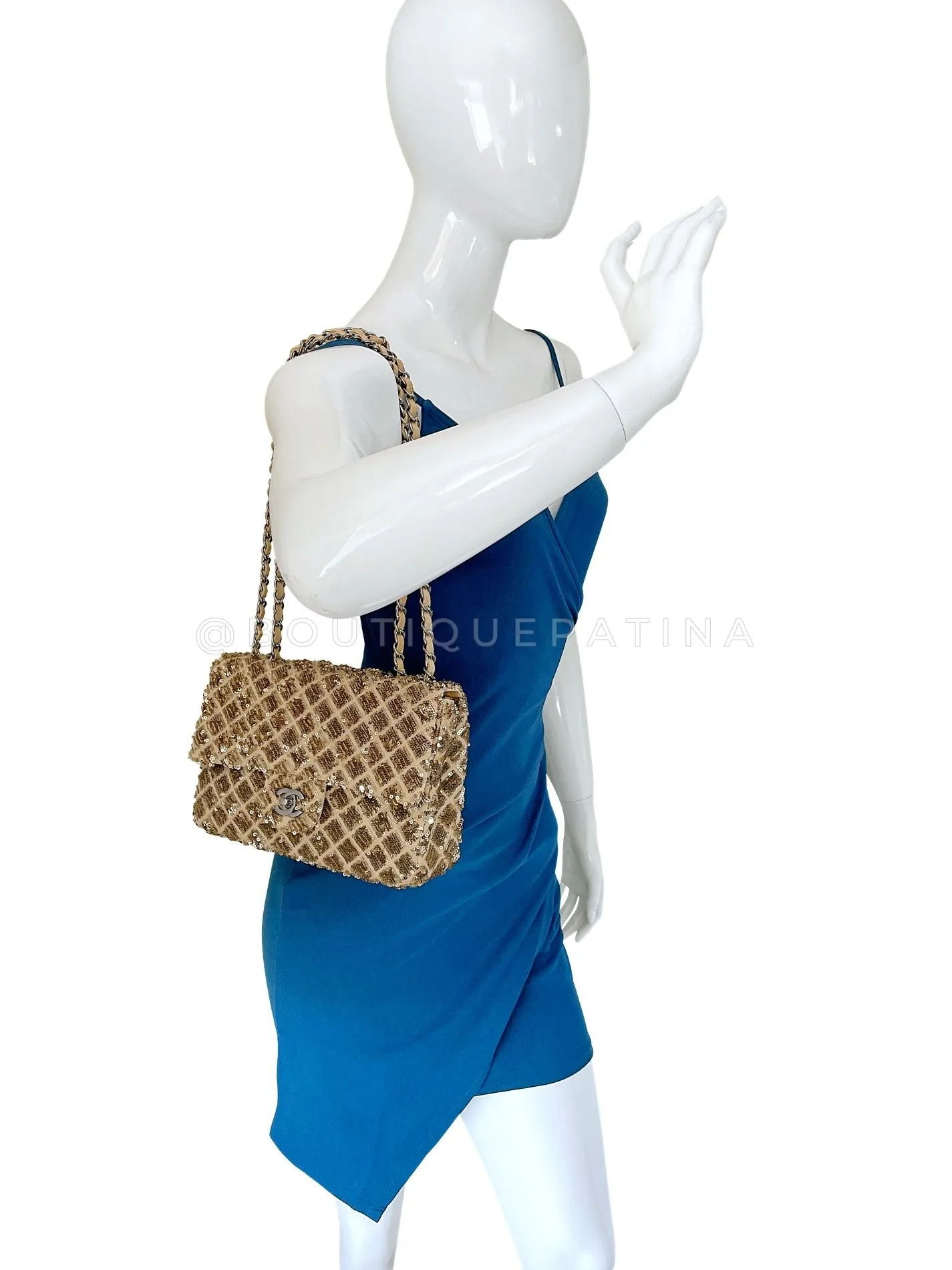Chanel 2012 Gold Sequin Medium Flap Bag RHW J27