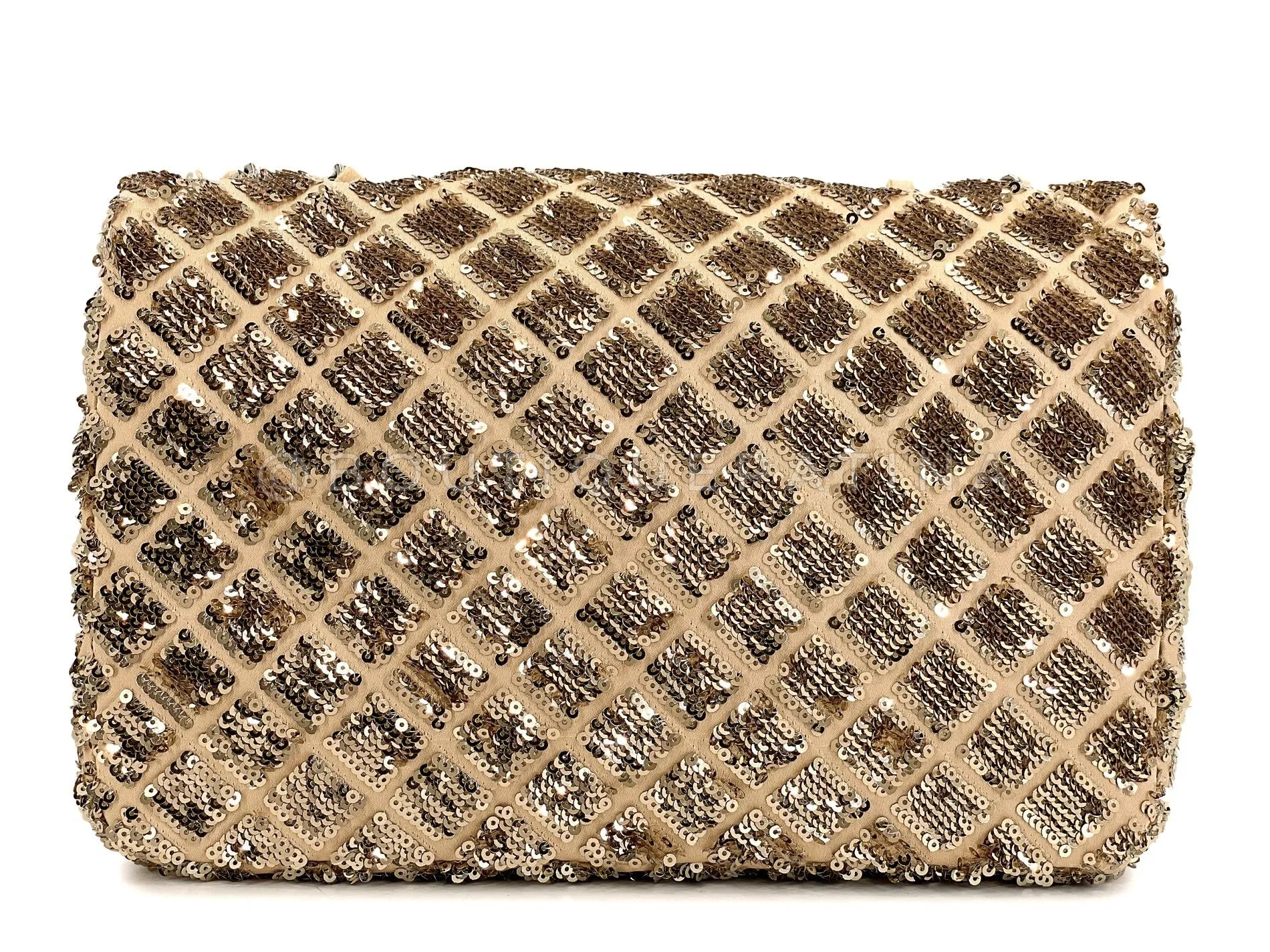 Chanel 2012 Gold Sequin Medium Flap Bag RHW J27