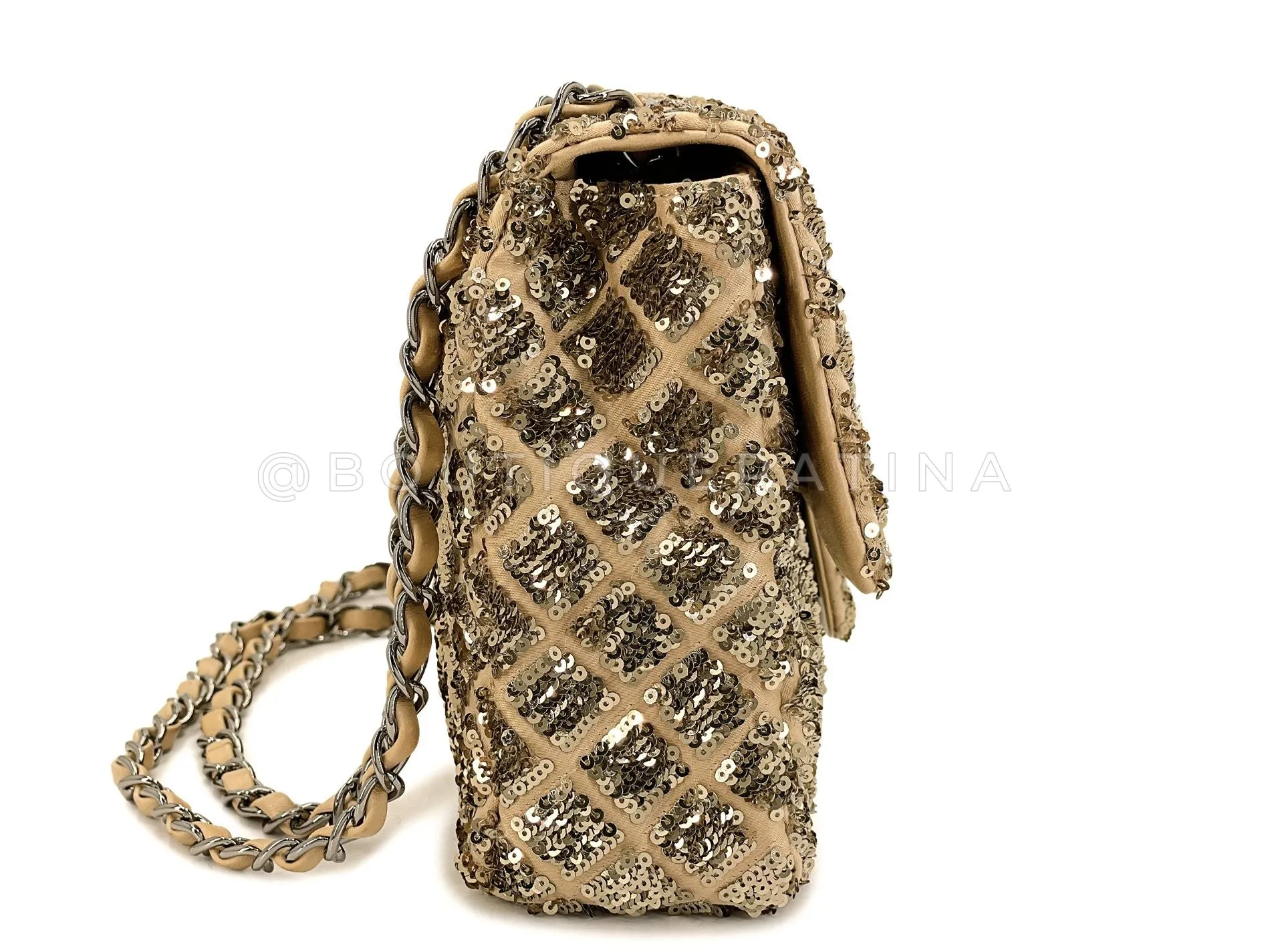 Chanel 2012 Gold Sequin Medium Flap Bag RHW J27