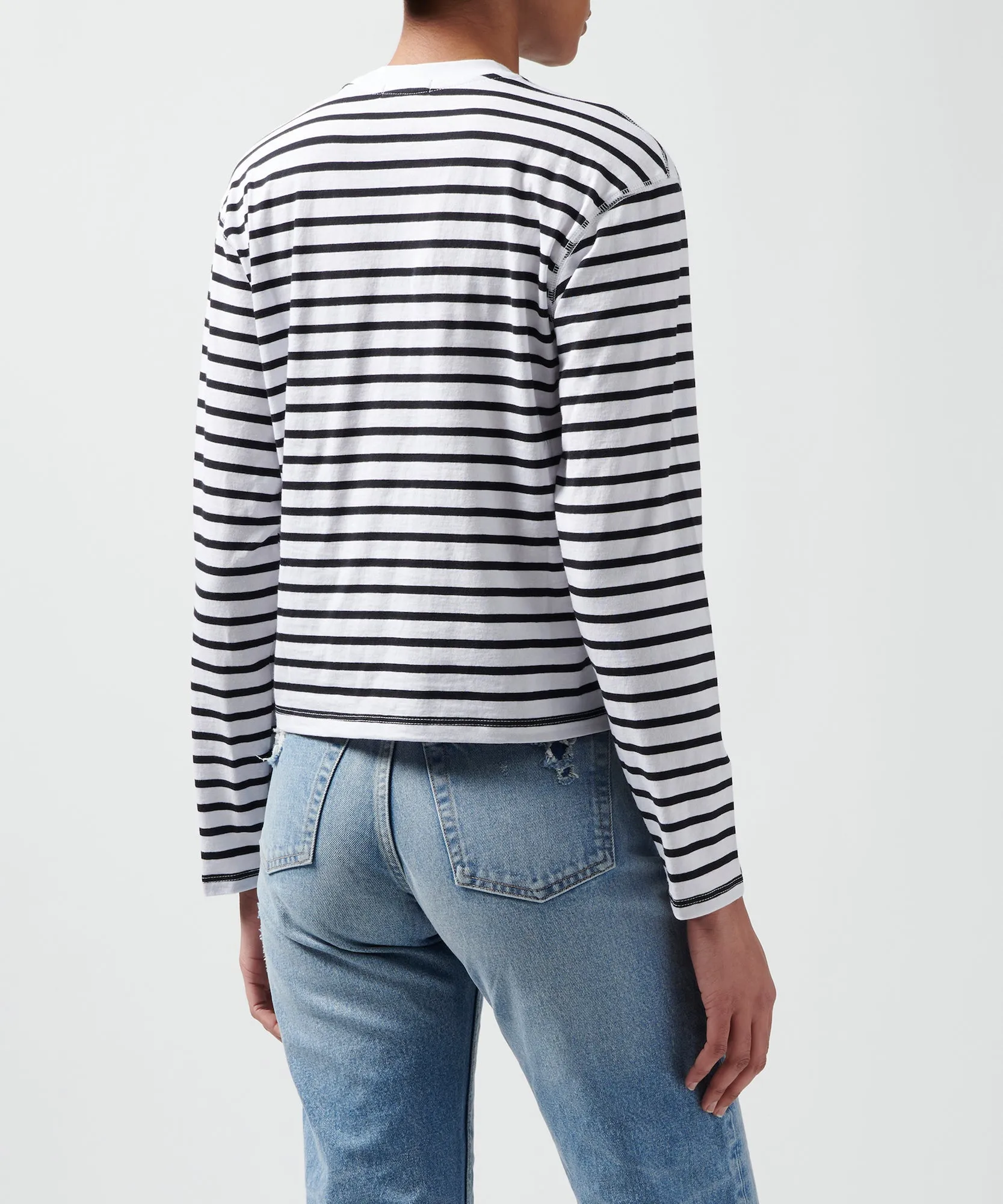 Classic Jersey Long Sleeve Boy Tee - Black/ White Stripe