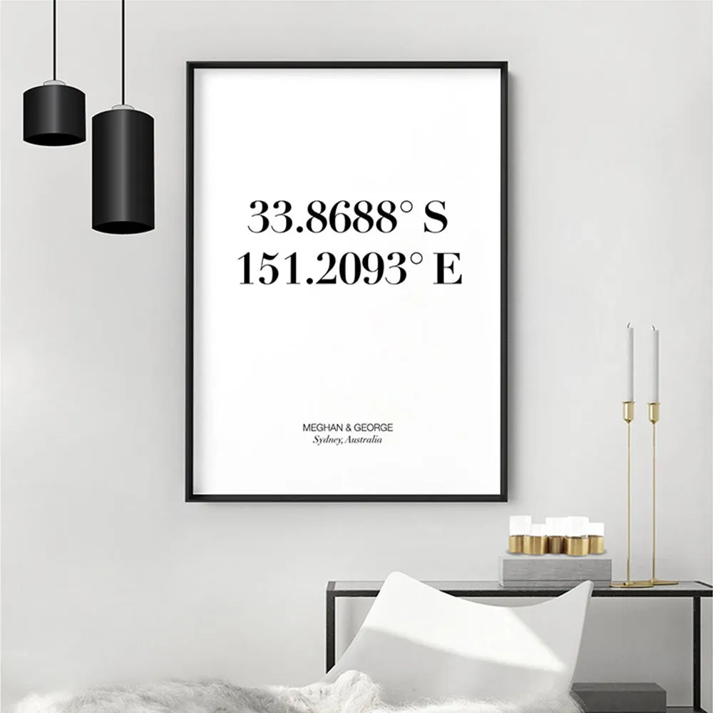 Custom Personalised GPS Coordinates - Art Print