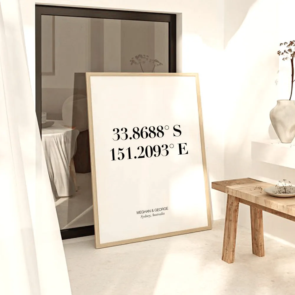 Custom Personalised GPS Coordinates - Art Print