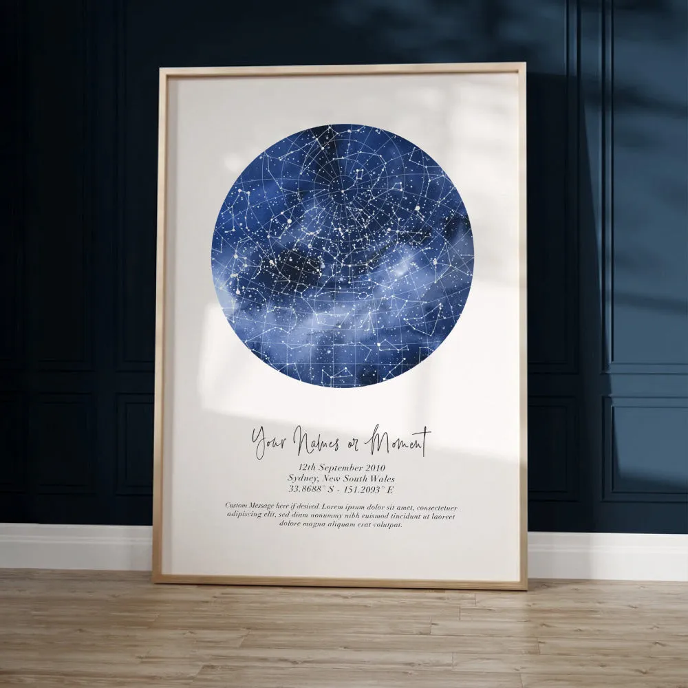 Custom Star Map | Galaxy Watercolour - Art Print