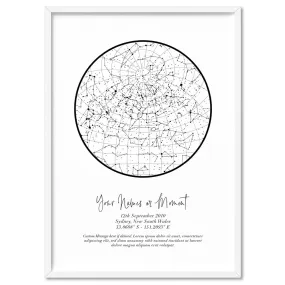 Custom Star Map | White Circle - Art Print