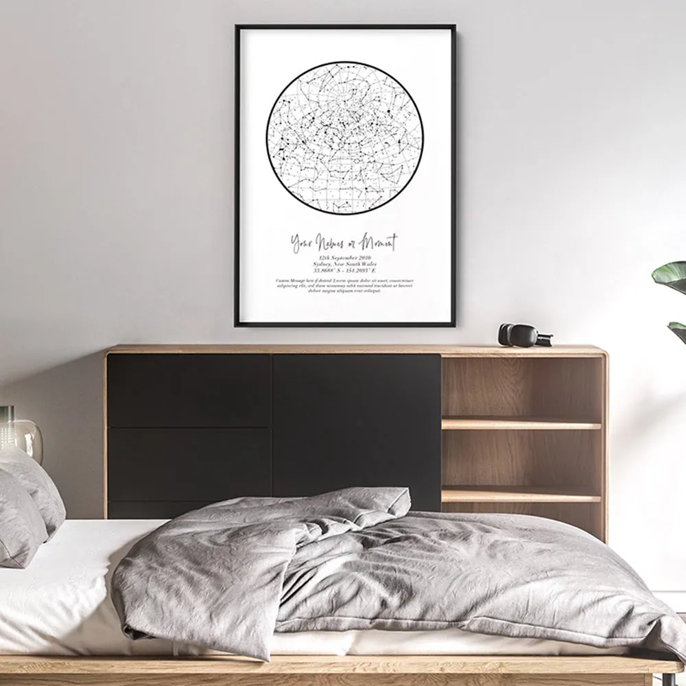 Custom Star Map | White Circle - Art Print