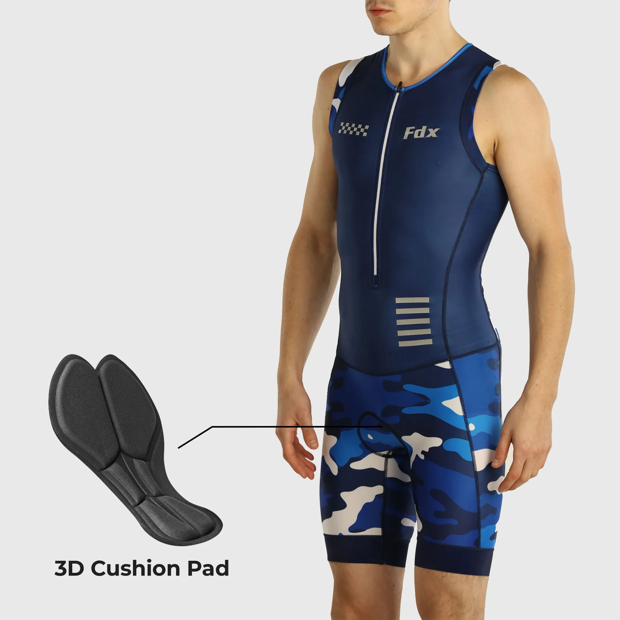 Fdx Camouflage Blue Men's & Boy's Padded Triathlon Suit
