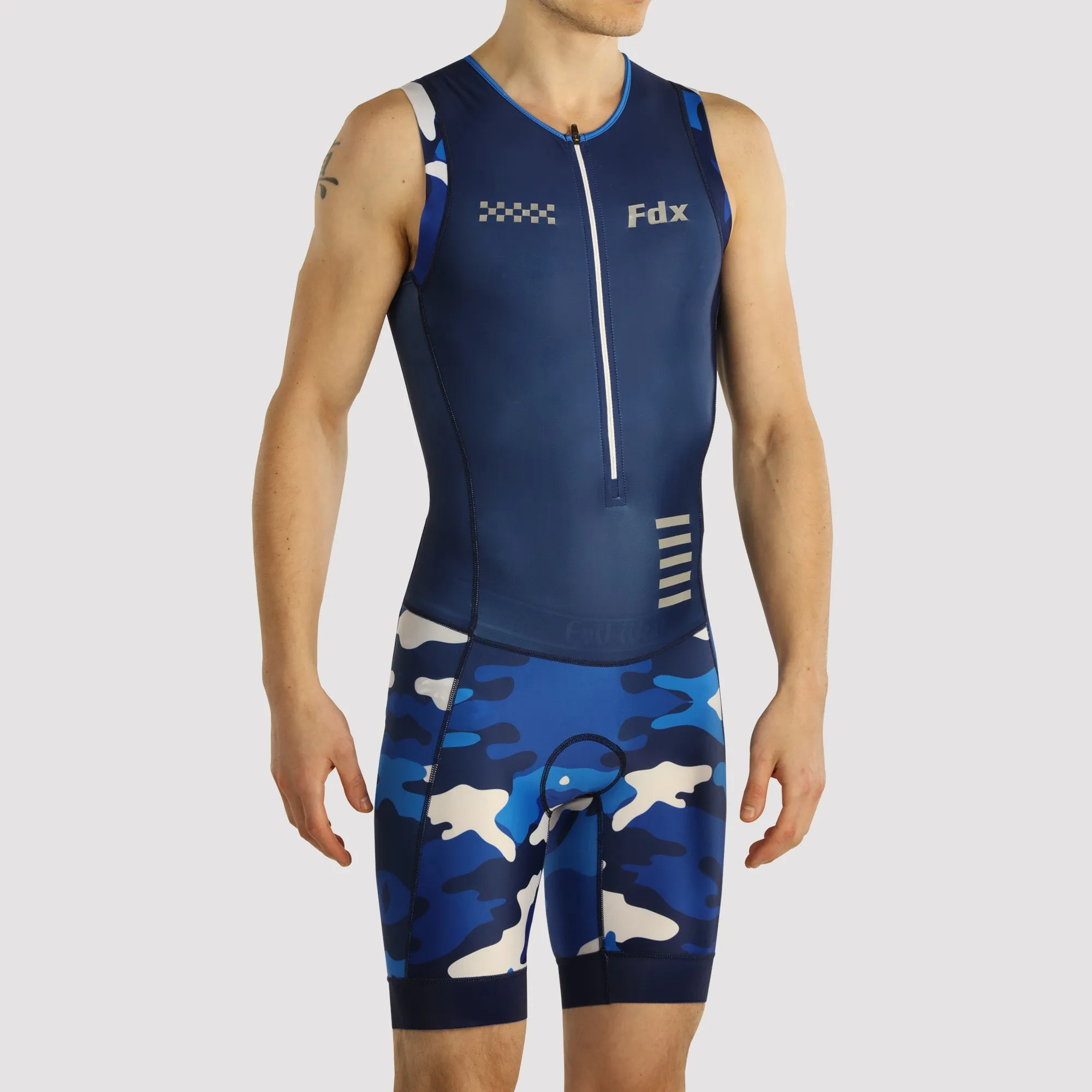 Fdx Camouflage Blue Men's & Boy's Padded Triathlon Suit