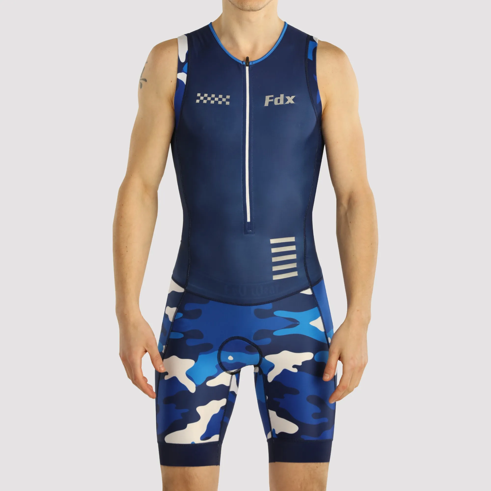 Fdx Camouflage Blue Men's & Boy's Padded Triathlon Suit