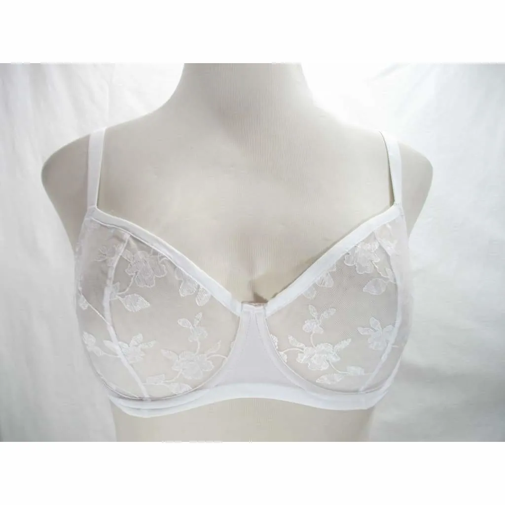 Felina 190013 Sabrina Semi Sheer Lace Demi Underwire Bra 34DD White