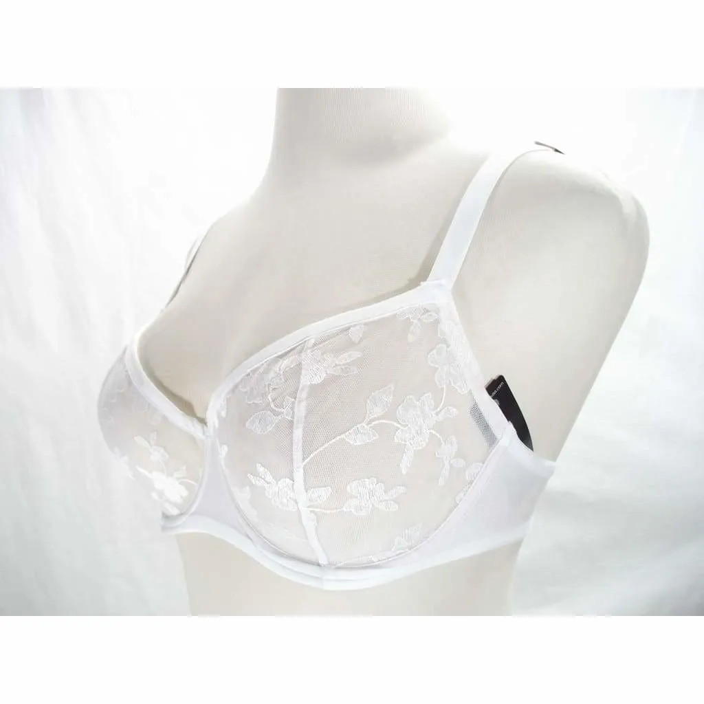 Felina 190013 Sabrina Semi Sheer Lace Demi Underwire Bra 34DD White