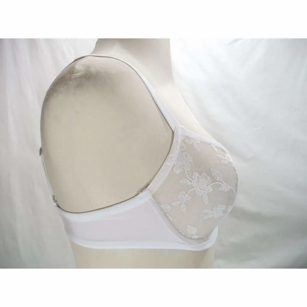 Felina 190013 Sabrina Semi Sheer Lace Demi Underwire Bra 34DD White