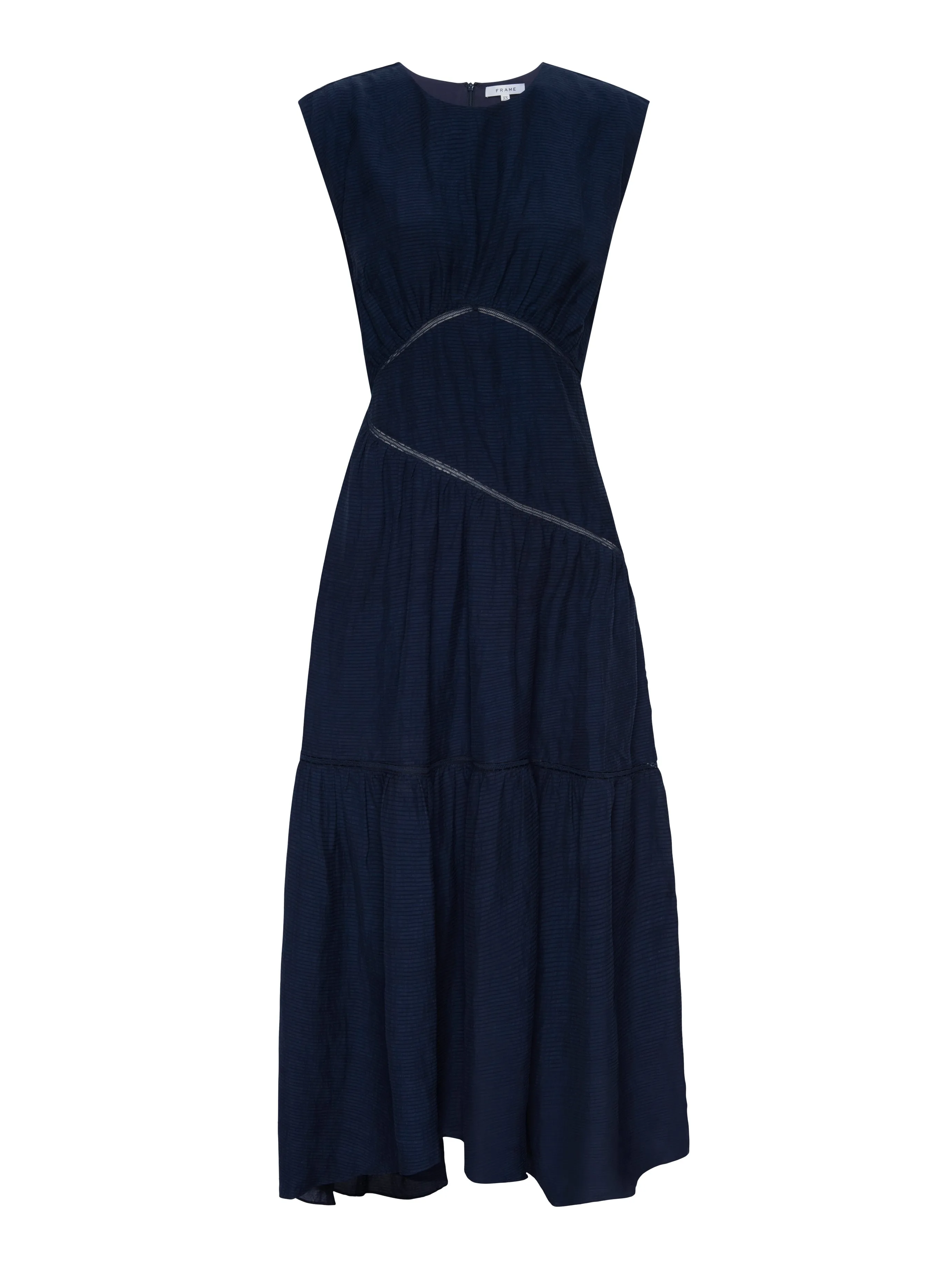 GATHERED SEAM LACE INSET DRESS