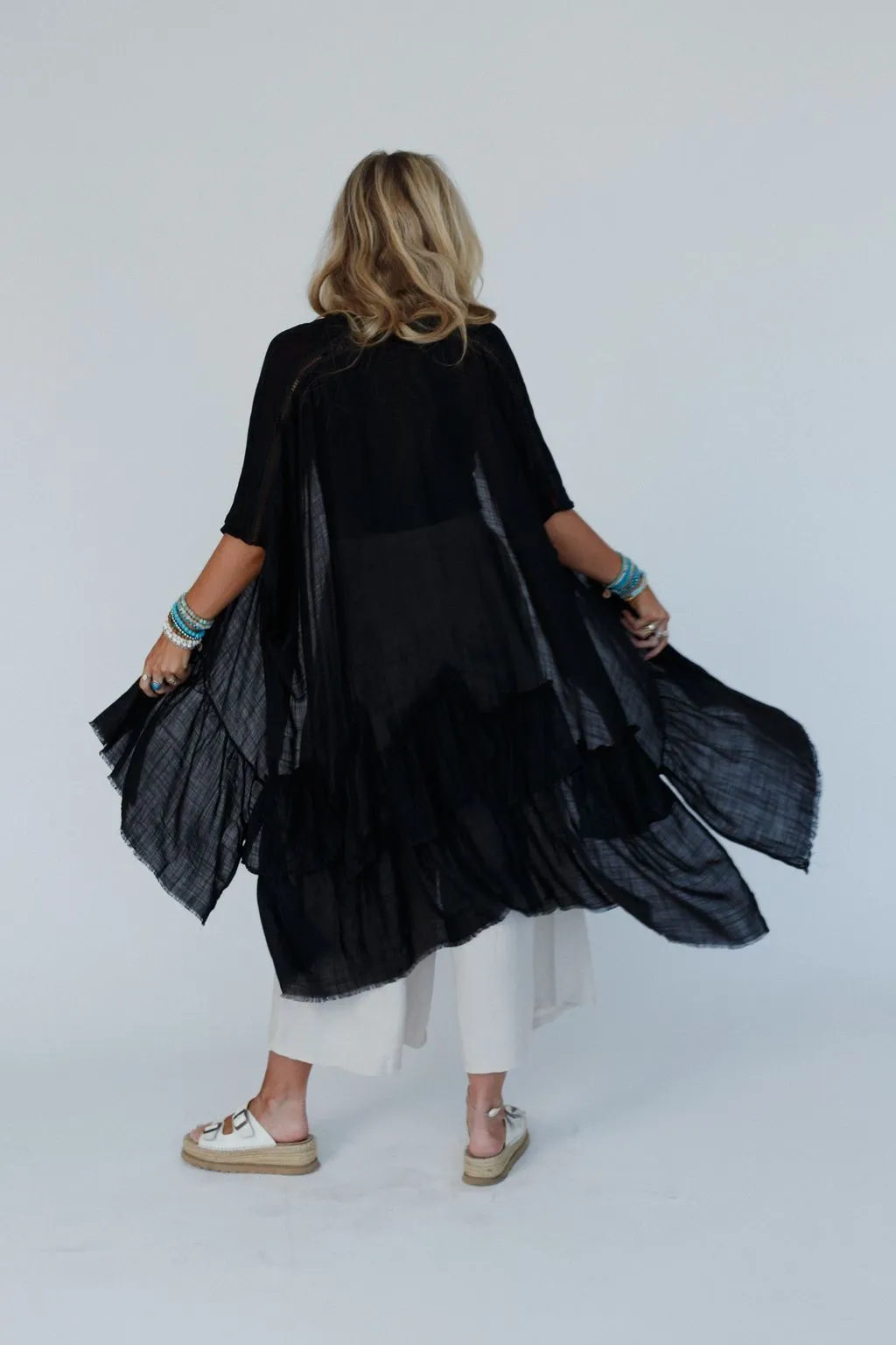 Gwen Ruffle Kimono - Black