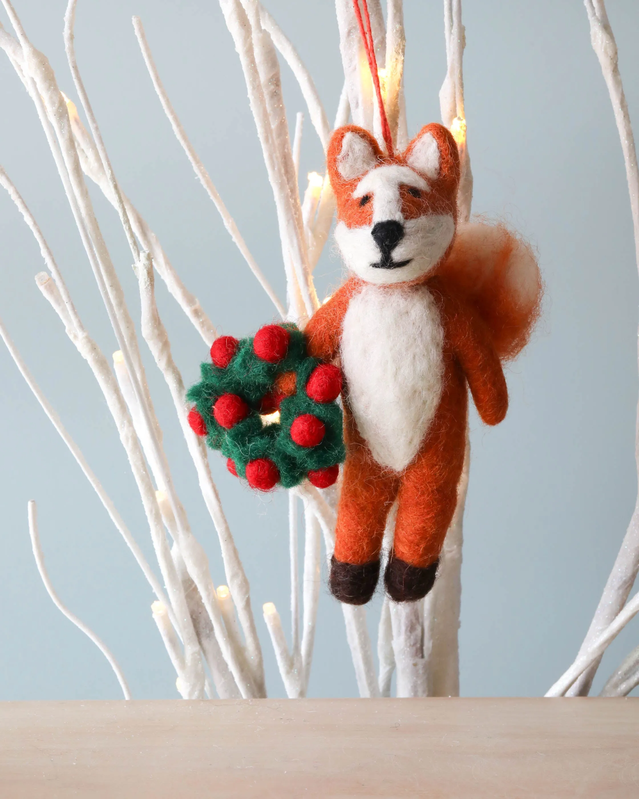 Handmade Felt Fox Christmas Tree Ornament