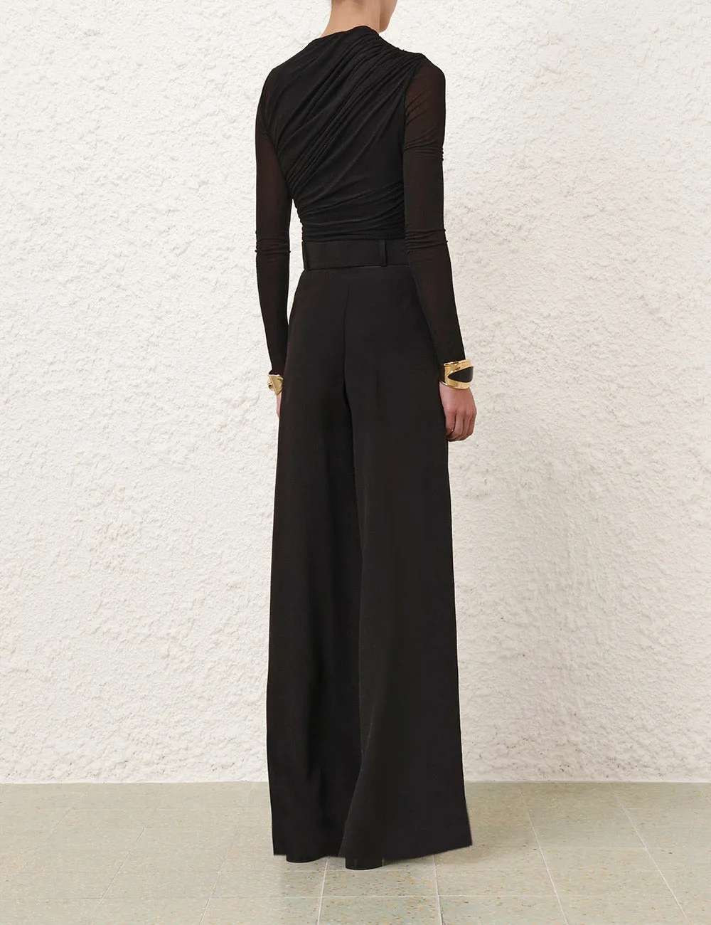 Illustration Gathered Bodysuit in Black