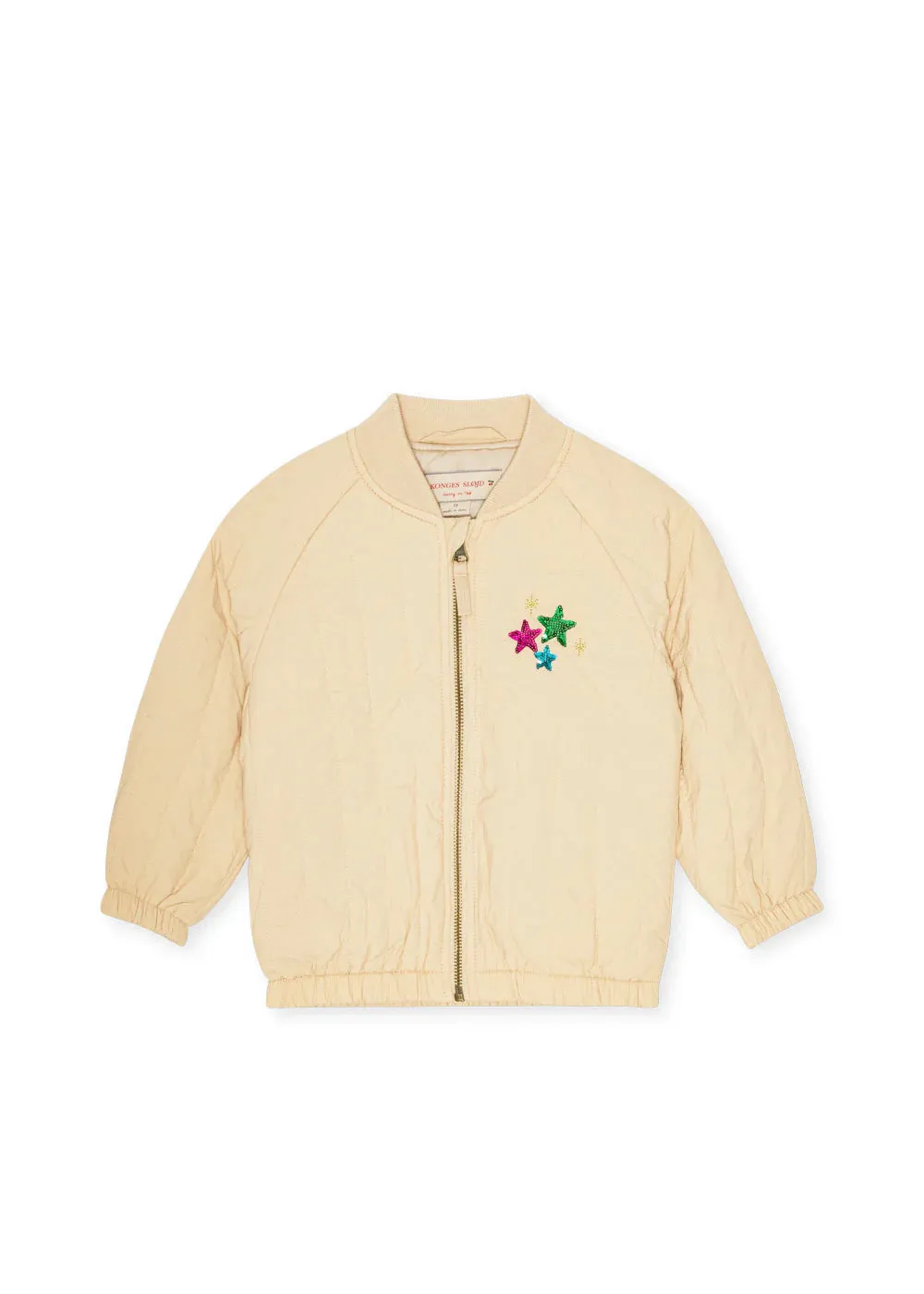 Juno Sequin Bomber Jacket in Beige Star
