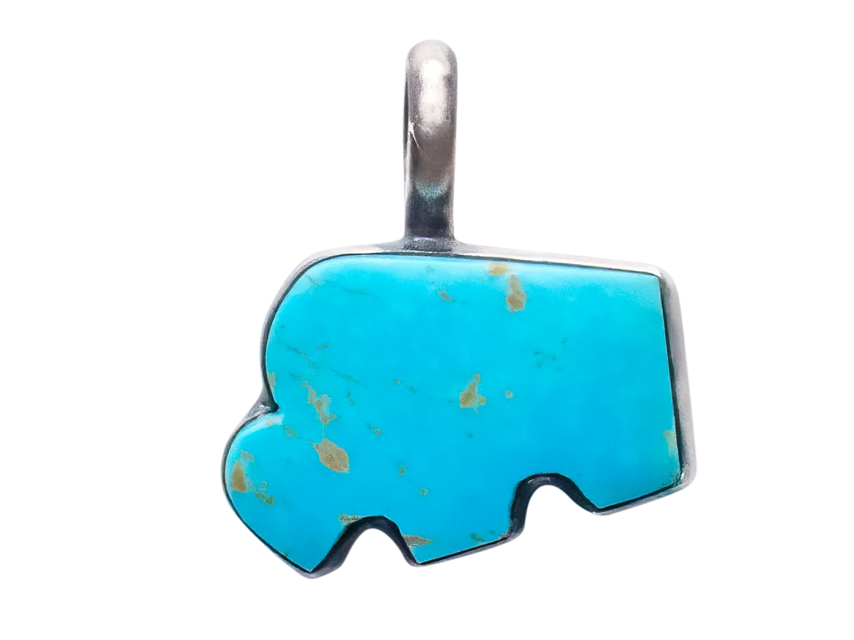 Kingman Turquoise Buffalo Pendant | Artisan Handmade