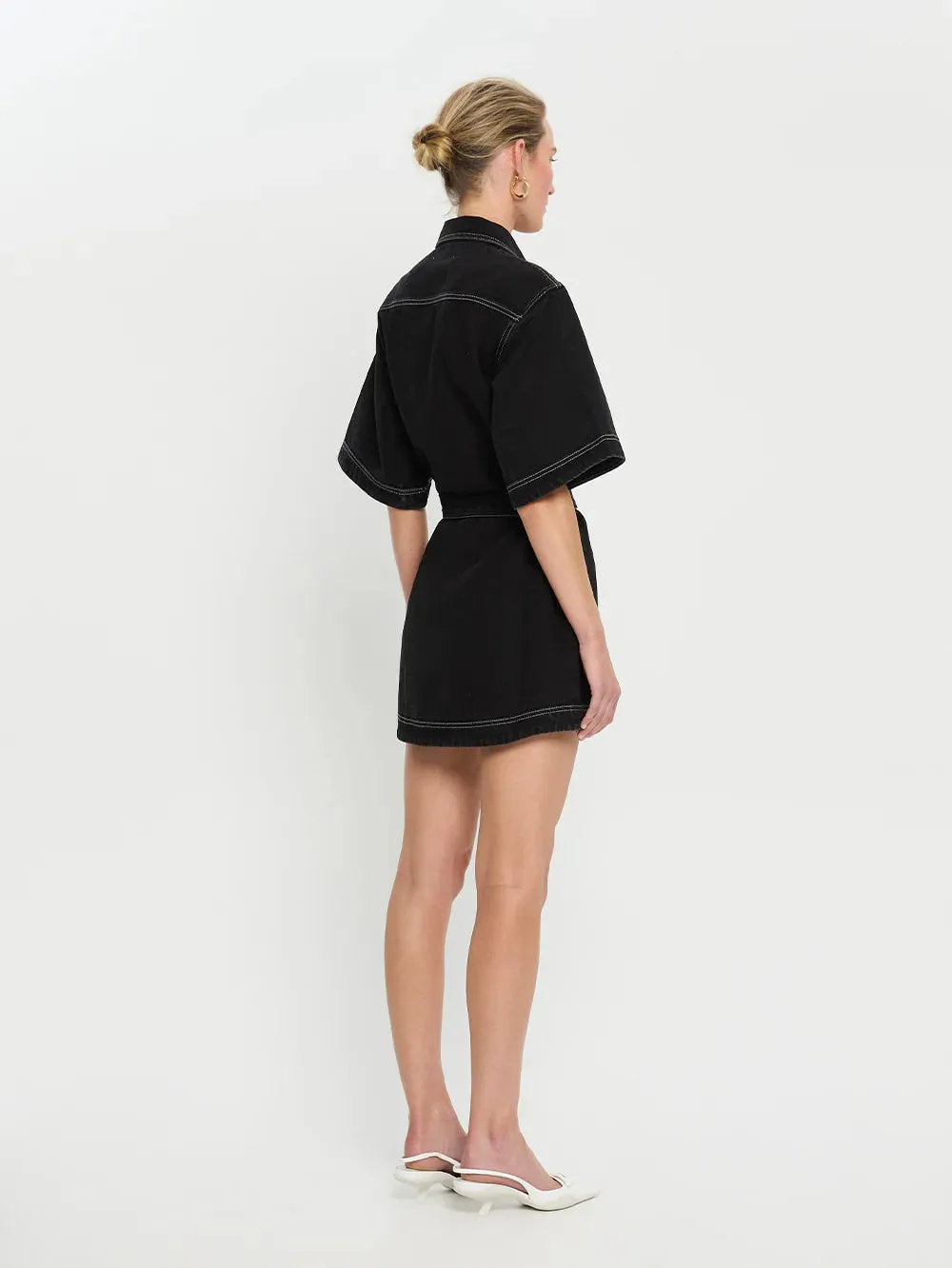 Kivari Rowyn Denim Shirt Dress - Black