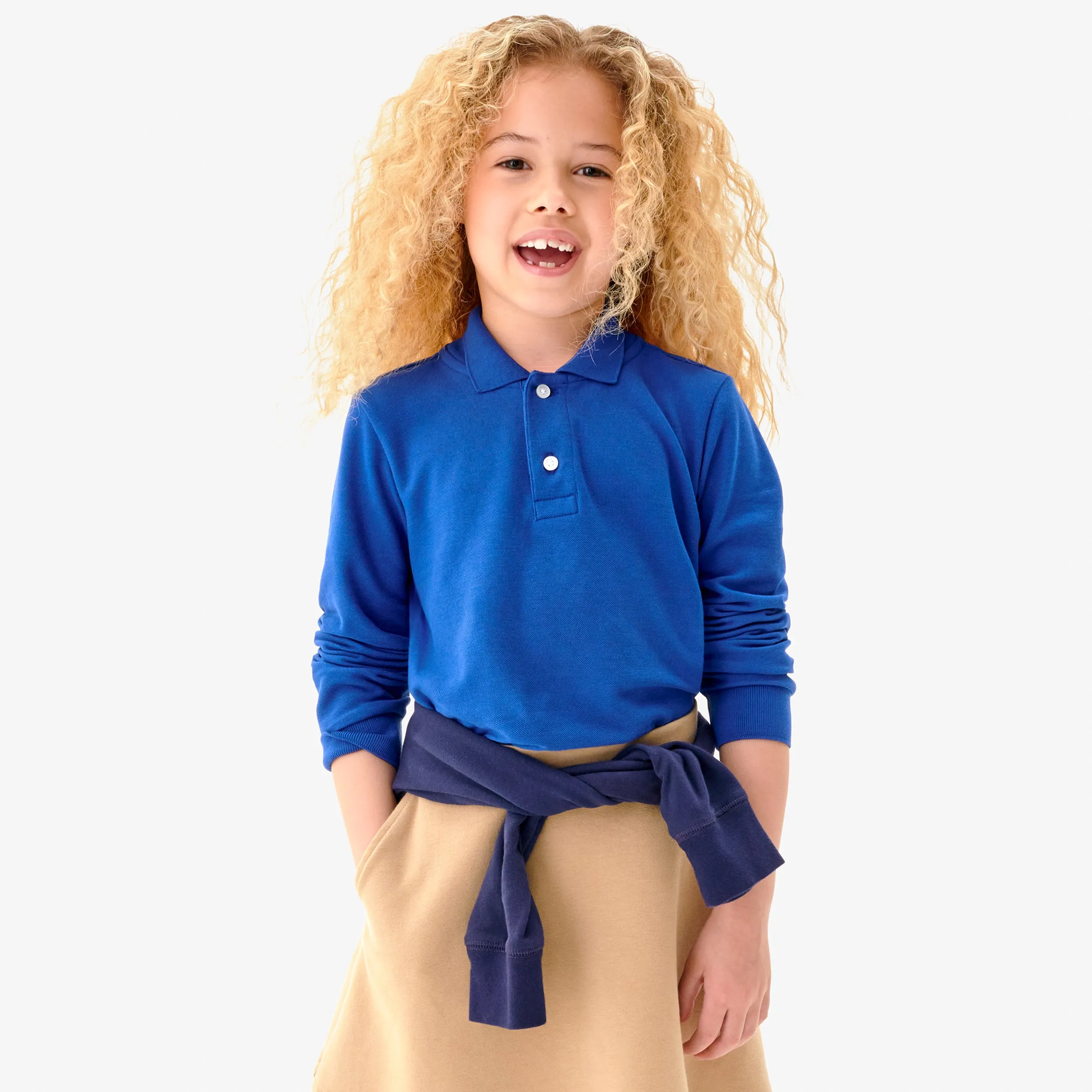Long sleeve pique polo