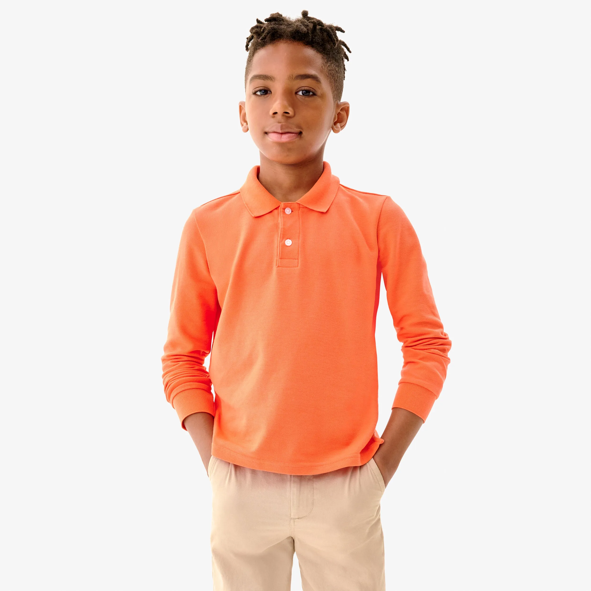 Long sleeve pique polo
