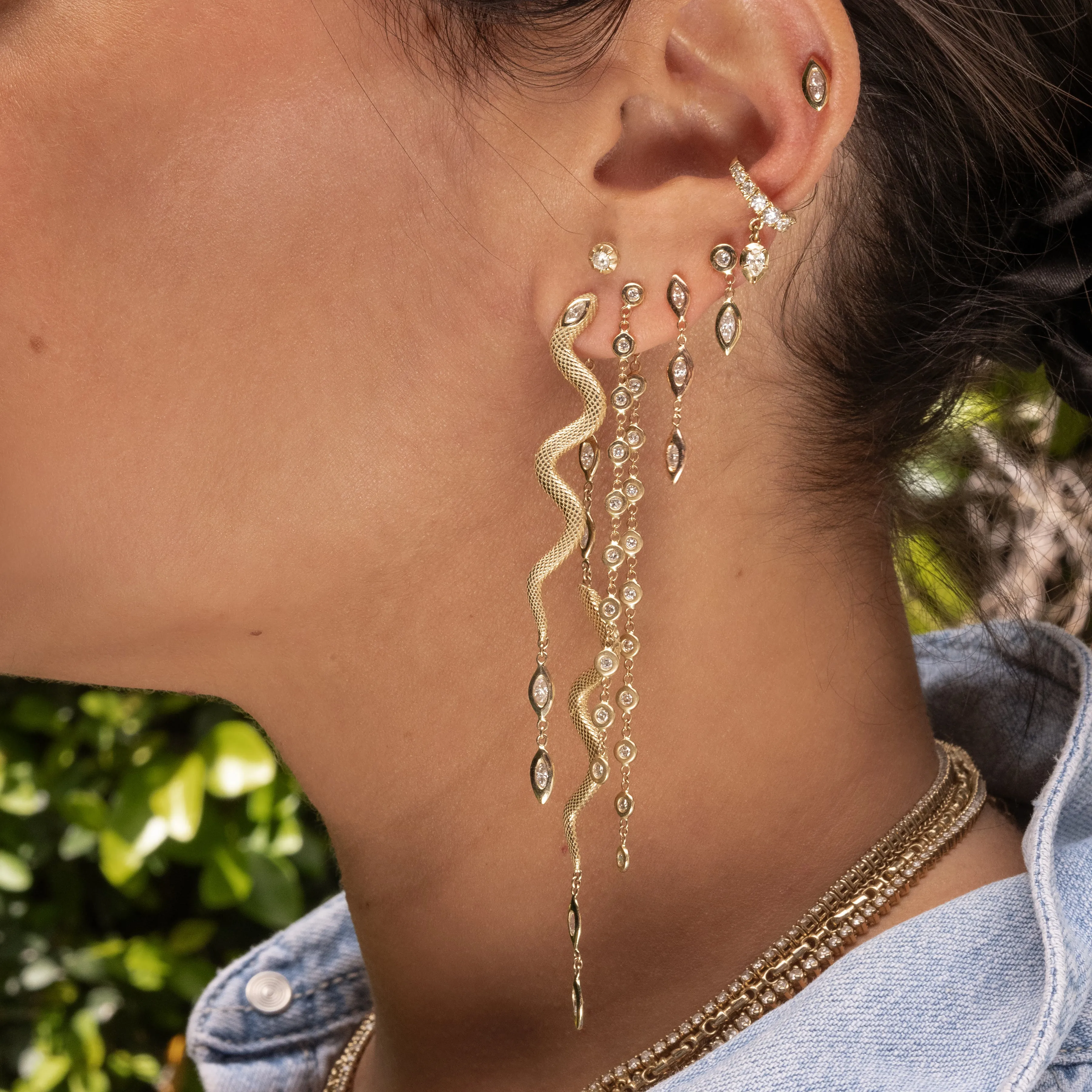 MINI 10 DIAMOND DROP STUD FRONT BACK EARRING