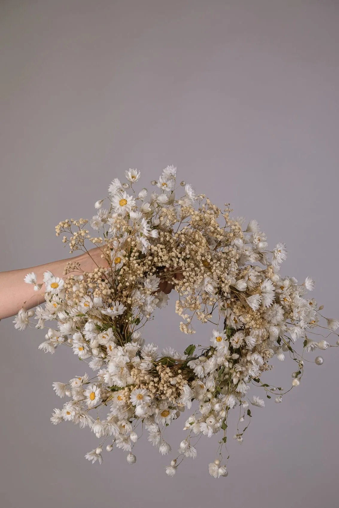Modern Christmas Wreath No.6 / Daisies in Soft Winter Door Wreath Christmas Decoration / Christmas Wreath / Xmas Door Wreath