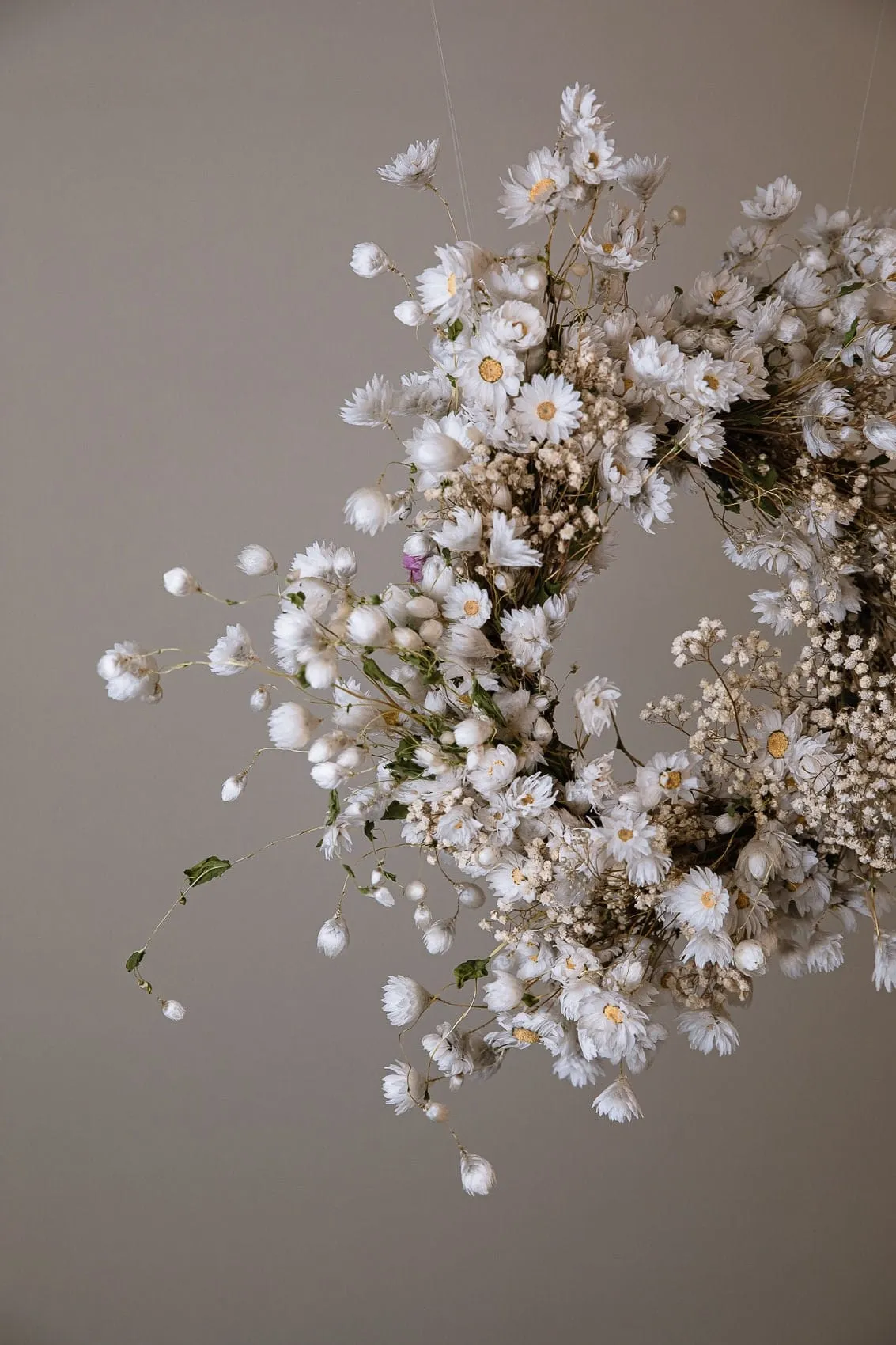 Modern Christmas Wreath No.6 / Daisies in Soft Winter Door Wreath Christmas Decoration / Christmas Wreath / Xmas Door Wreath