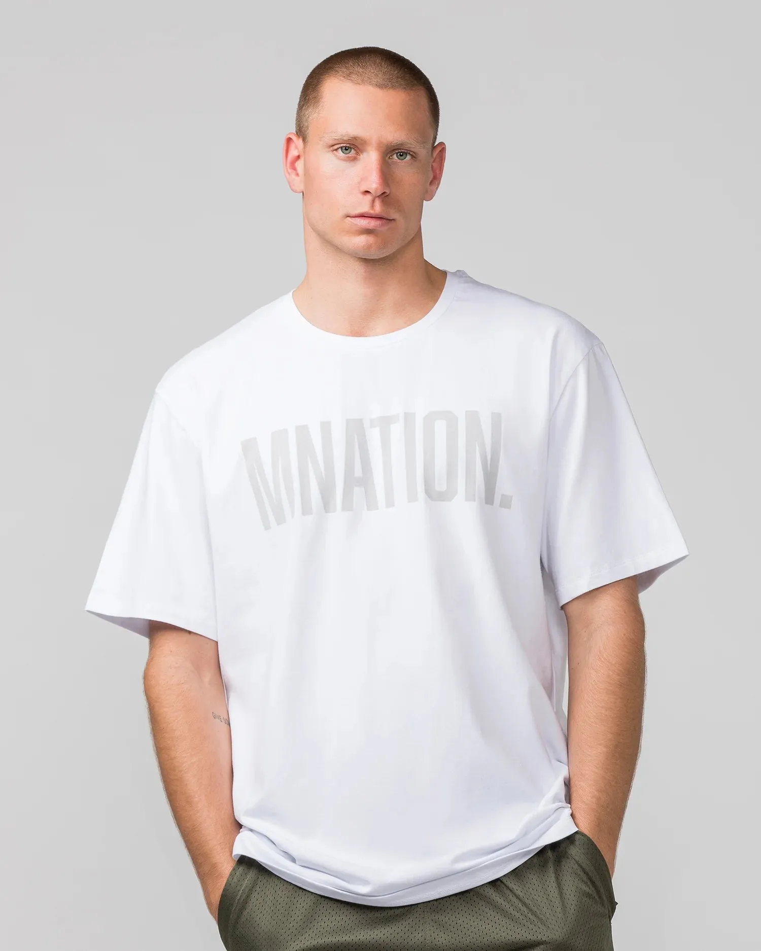 Muscle Nation | Oversized Tonal Tee - White